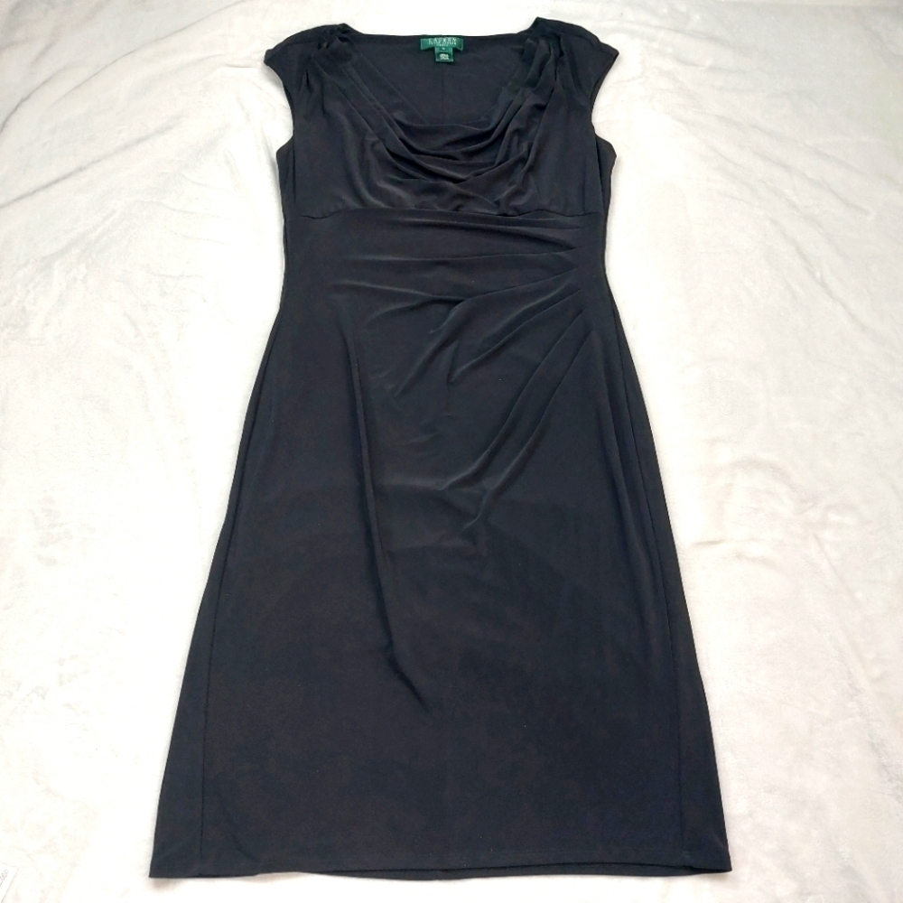 LAUREN RALPH LAUREN WOMEN'S SLEEVELESS KNEE LENGTH LITTLE BLACK DRESS SIZE 14